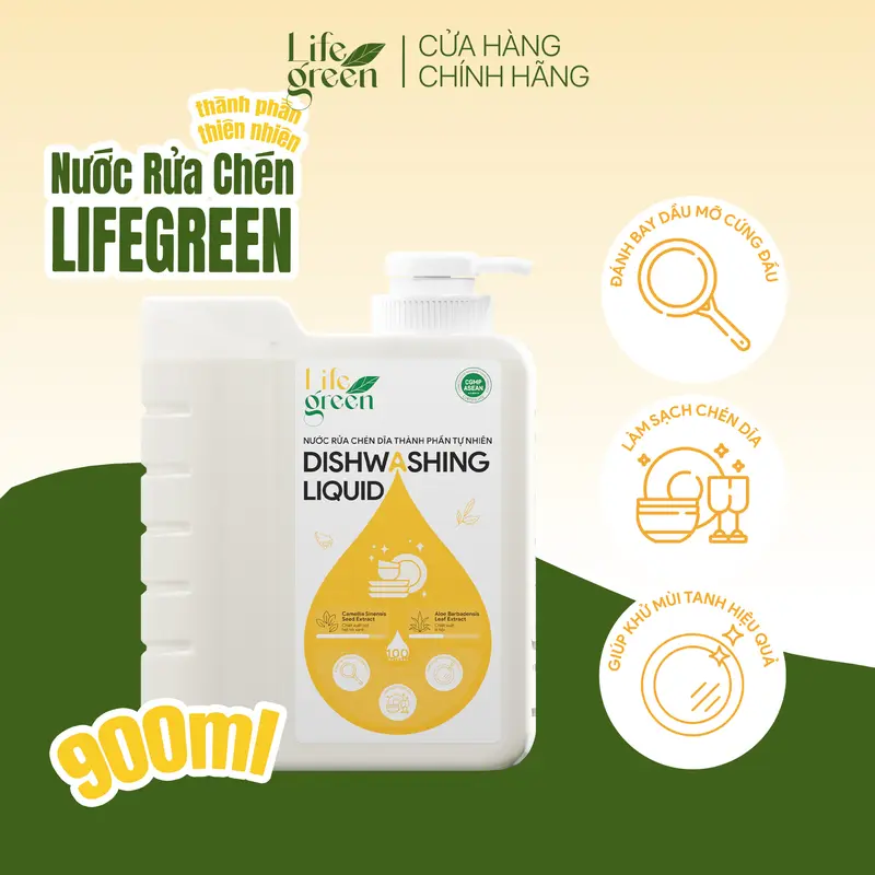 Combo Nước Ngâm Rửa Rau Củ Và Nước Rửa Chén Sinh Học LifeGreen Cho Gia Đình - Làm Sạch 2