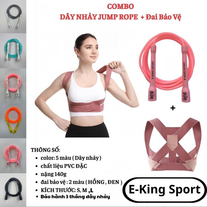   EKingSport  Bảo hành 3 tháng dây nhảy Combo Đai Bảo Vệ Vòng 1 và Dây Nhảy Tốc Độ E-King Sport 6mm - PVC Rope - Dây Nhảy Thể Dục - Dụng Cụ Tập Luyện Tập Gym  