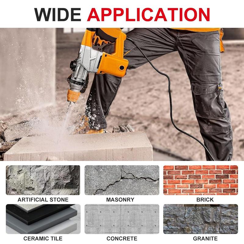 Product Introduction of Hammer Drill Bit Set with Storage Case, 17pcs/set SDS Carbide-tipped Masonry Drill Bits & Chisels for Concrete, Stone, Brick 5