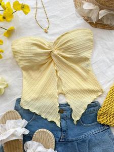 Top tipo tubo para mujer, Top torcido sin mangas casual para verano, Ropa de dama para uso diario, Atuendos casuales para mujeres