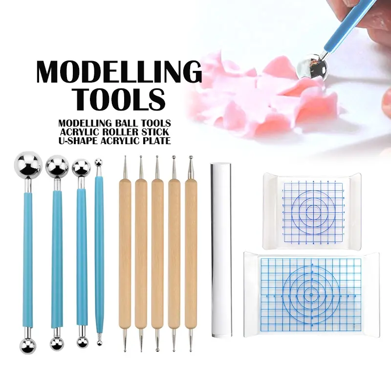VC Art Modelling Ball Tool / Acrylic Stick Roller / U-Shape Acrylic Plate For Clay