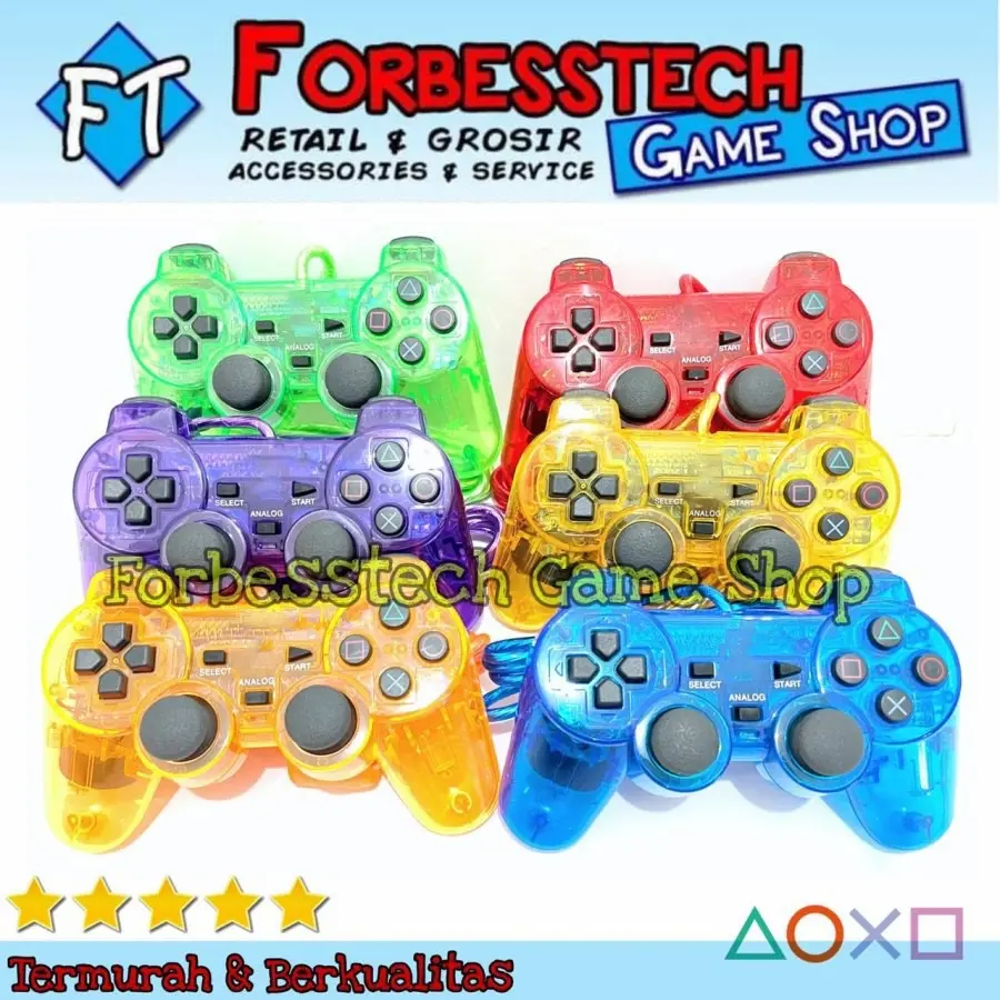 Stick Stik Joystick PS2 Playstation 2 Kabel Transparan Lampu Warna TW