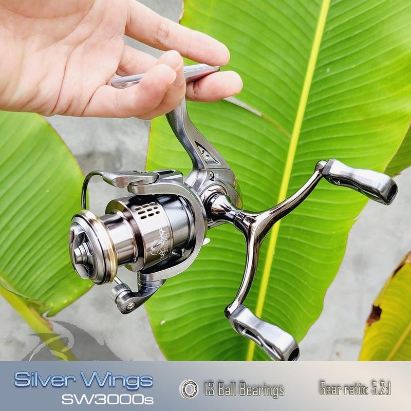 Máy câu cá máy câu lure kim loại cối nông siêu êm tay quay đôi cân bằng Silver bạc S3000 Fishing Đi Câu Bắt Cá Nam