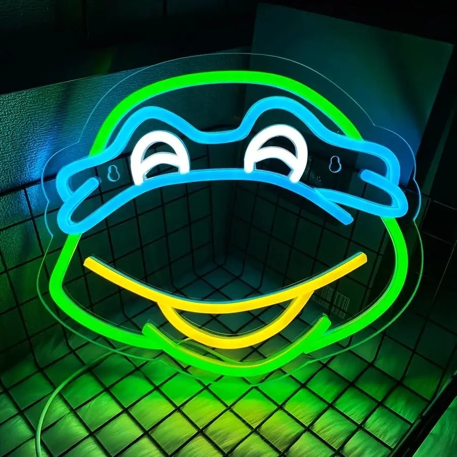 Cartoon Turtle Design Neon Sign, USB Powered LED Neon Light, Novelty Lighting for Room Decoration, Suitable for Movie Fans, Men, Cave Walls, Dormitory Decoration