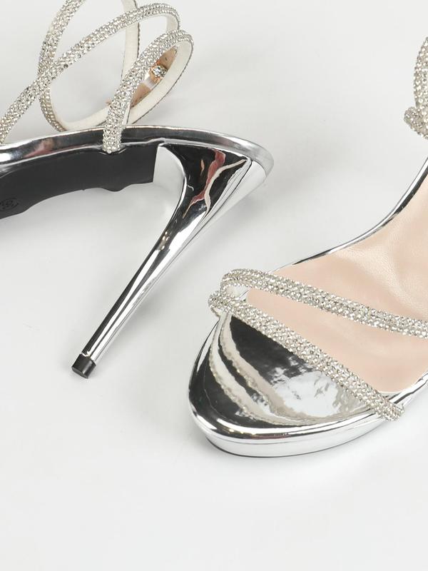 Women's Fashionable Rhinestone Decorated High Heel Sandals, 1 Pair 2024 Summer Elegant Peep Toe Buckle Sandals for Party, Daily Clothing Decor, Perfect for Women & Girls for Daily Wear, Valentine's Day, Gift for Her 5