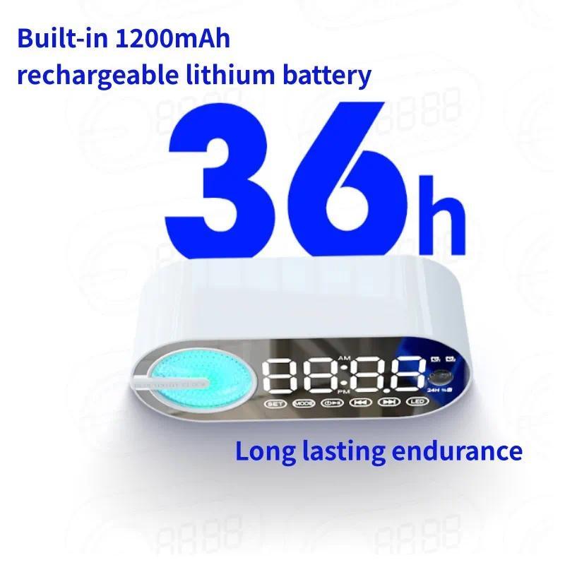 Product Introduction of Mini Wireless Bluetooth Speaker LED Plastic  Alarm Clock Multifunctional Stereo Speaker  Smartphone TF Card FM Colorful Lighting  Portable Small Alarm Clock Audio 10