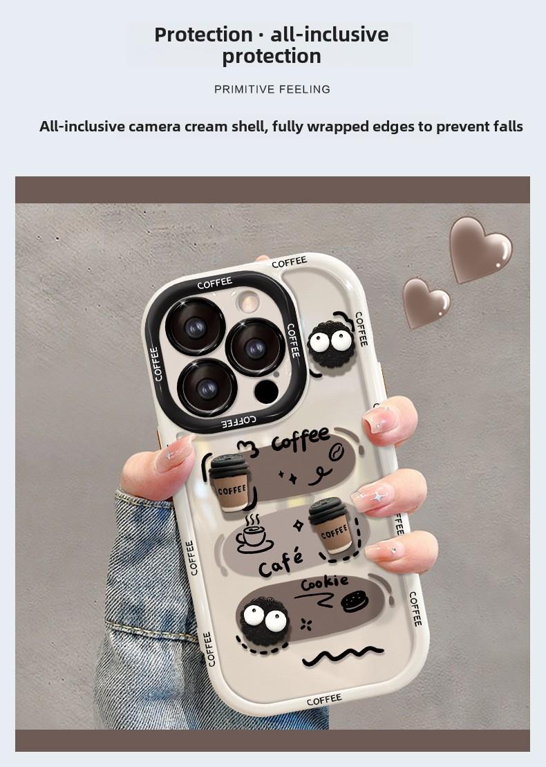 Product Introduction of IPhone Suitable for Apple 14promax Phone Case Iphone13 Graffiti Coffee Briquette Doll 11/15 Silicone Funny /16 1