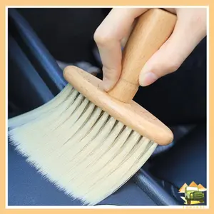 Sikat Pembersih Interior Mobil/ Dust Removal Brush/Sikat Mobil Mini Portabel  Kuas Bulu Lembut Krem Car