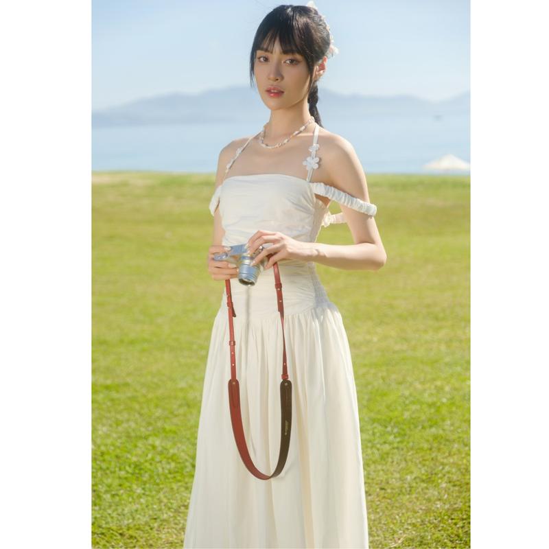 Váy maxi trễ vai cổ yếm phối mocking dáng dài zoe dress thiết kế aguja chất vải xước