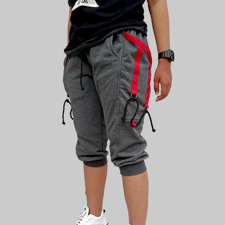 Celana pendek 3/4 kain Fleece nyaman sport Uniseks Pria Wanita 2