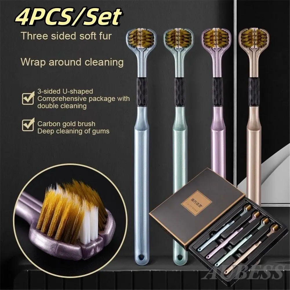 Hộp 4 Chiếc Bàn Chải Đánh Răng Đa Chiều Chải 3 Mặt, Lông Mềm Đánh Bay Mọi Mảng Bám Trắng Răng
