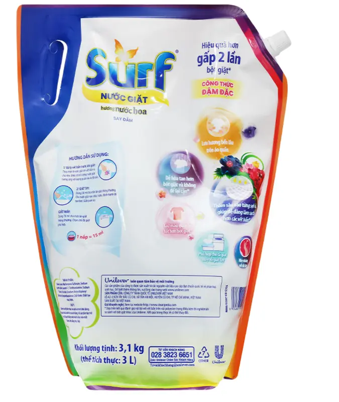 Nước giặt Surf hương nước hoa say đắm 3,1kg nước giặt Làm Sạch 3