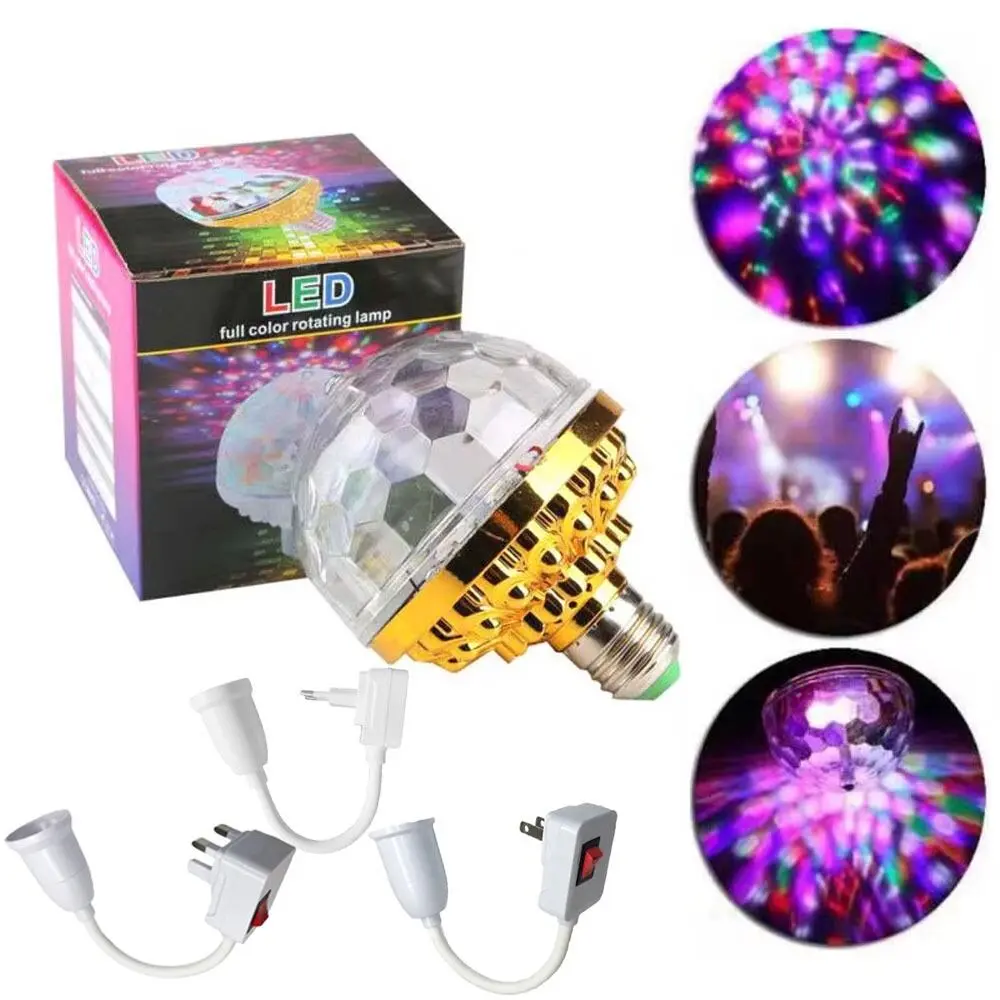 Bulb E27 Stage Light RGB Small Magic LED Rotating Light Projector Lamp For Disco KTV Party Bar Wedding Christmas Holiday Lights