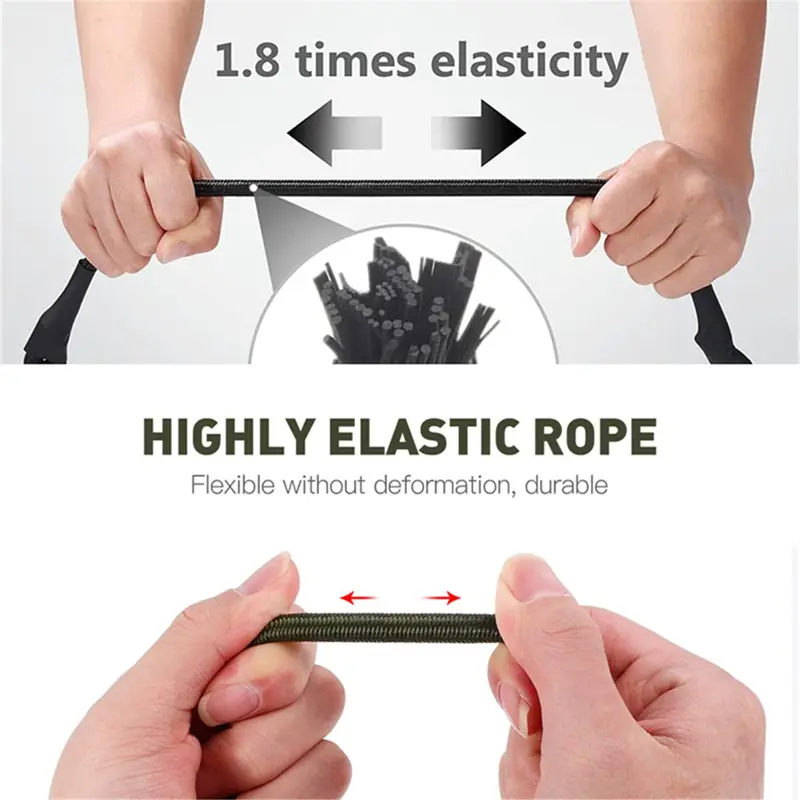 60cm Elastic Rope with Carabiner Hook, Heavy Duty Bungee Cord, Elastic Tie Strap String, Kayak Cycling Luggage Packing Rope, Camping Accessories 2