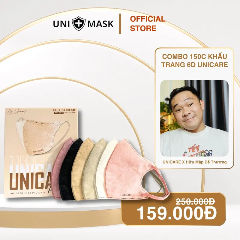 [ UNICARE x Xuanquynhme2dua ] LIVE - Combo 150 Cái Khẩu Trang 6D Pro Mask Cao Cấp Mềm Mỏng Thoáng Khí Chống bụi, Chống tia UV Phụ Kiện Women 0