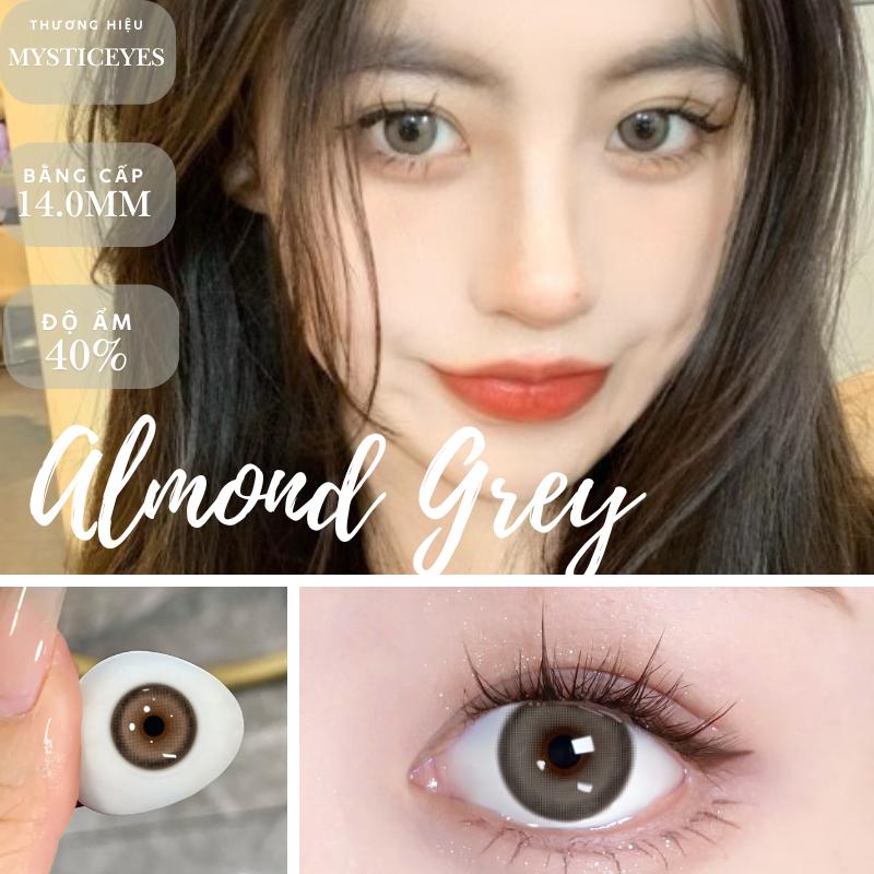 Almond Grey - Lens Mắt Kính Áp Tròng Mystic Eyes DIA 14,0mm Đủ độ 0 Độ [Giá 1 Đôi + Kèm Khay Dụng Cụ]