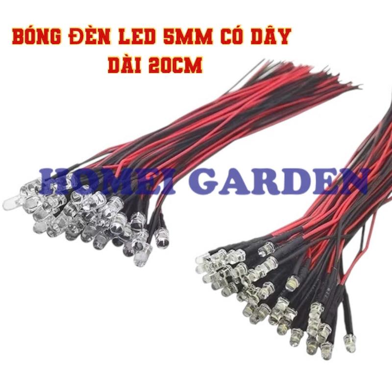 Bóng đèn LED 5mm nguồn 3V - 12V trang trí nhà búp bê, sa bàn, tiểu cảnh, DIY học stem steam - HM0347