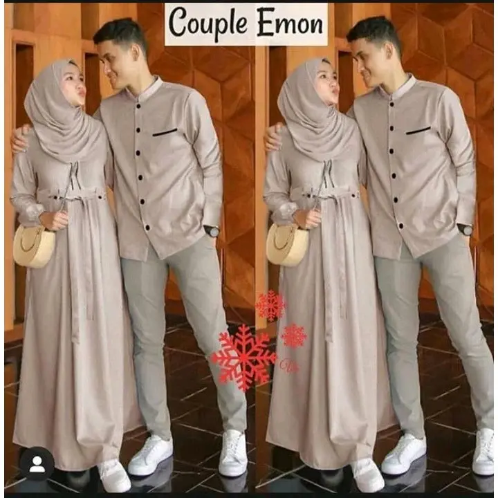 Baju Pasangan Emon Couple Muslim Gamis Koko Sansans Lebaran 1