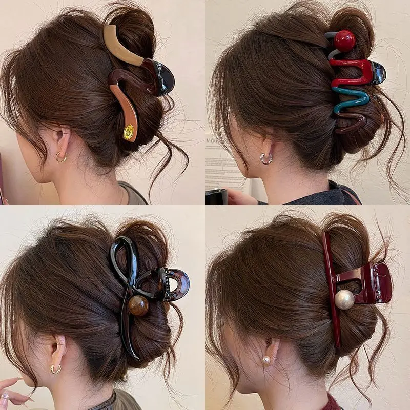 Contrast Color Wave Grip Large Hair Clip Shark Clip Hairware