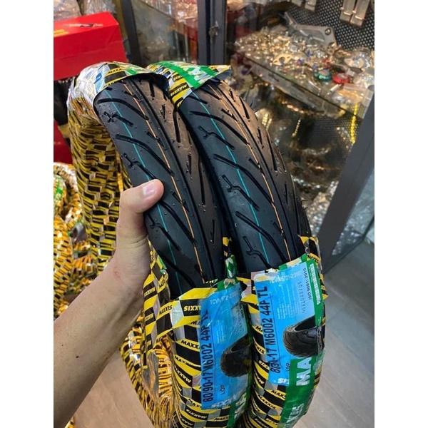 Cặp Vỏ Maxxis 6002 chữ vàng size 70 - 80 17 “ không ruột “ " xe số " bám đường