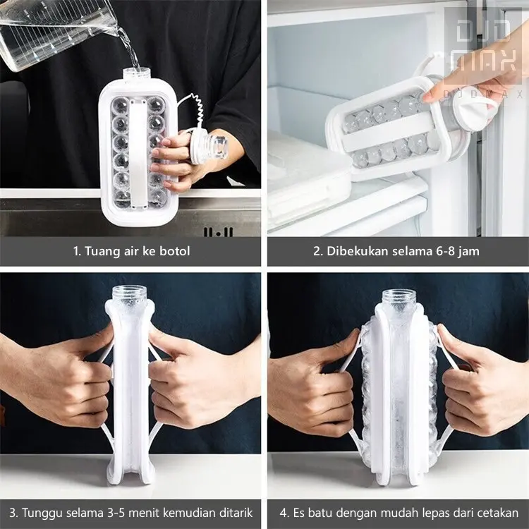 XTBC Botol Pembuat Es Cepat Botol Hoki Es Dua Dalam Satu Tempat Buat Es Bulat Rumah Tangga Bulat Cetakan Es Batu Silicone Silikon Cream Kitchenware 3