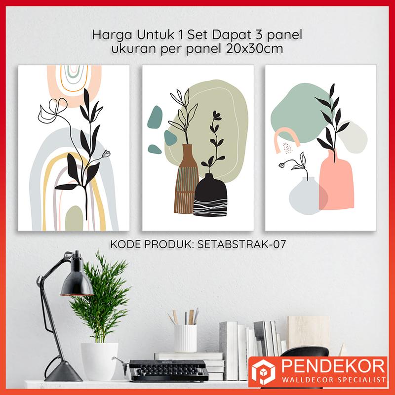 Set Hiasan Dinding Abstrak Dapat 3 Panel Walldecor - SETABSTRAK-07 0