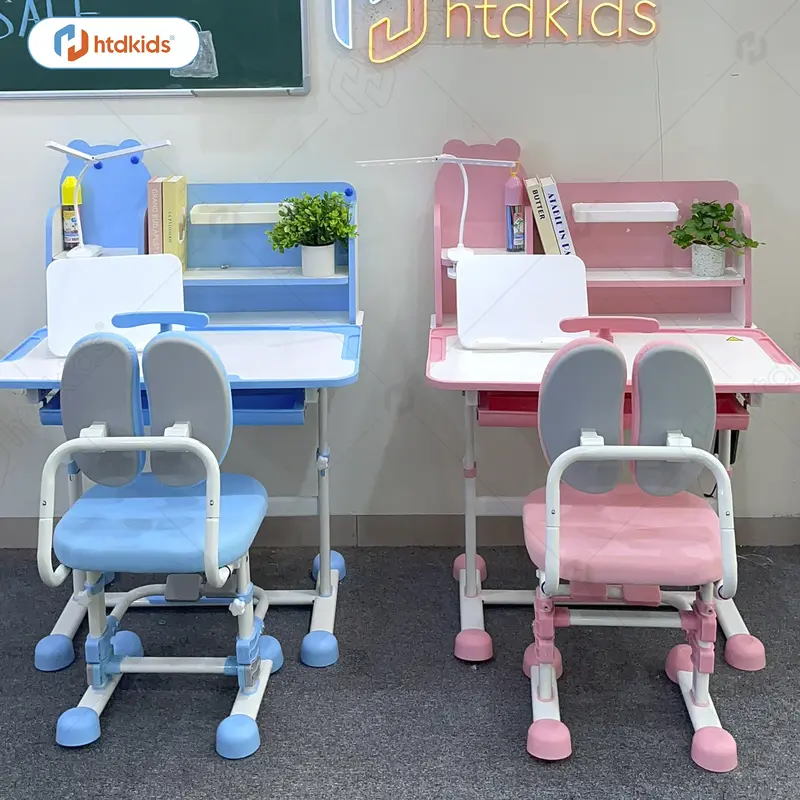 Bộ bàn học chống gù HTDkids T16+, Bàn học cho bé có giá sách, Nâng hạ điều chỉnh độ cao, Giá tốt 4