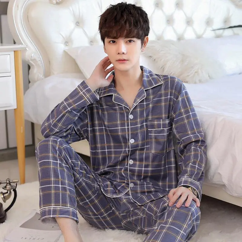 Alaise Piyama Cowok Motif Kotak Kotak Model Kemeja