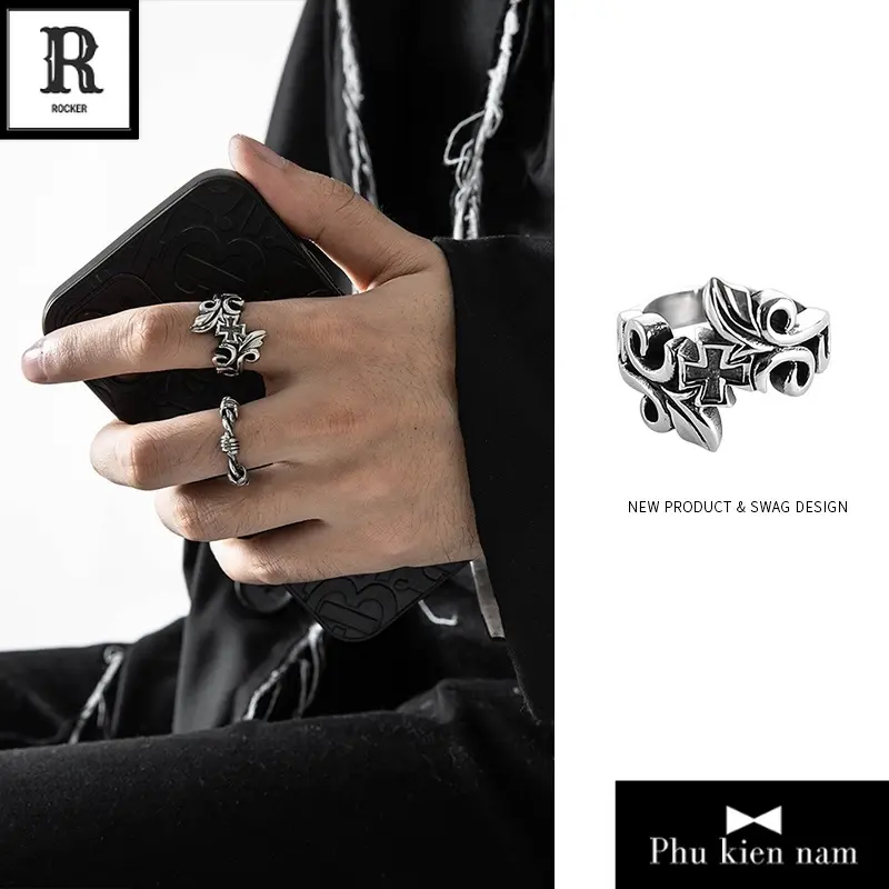 Nhẫn Nam nữ Chrome Heart Punk Rock Rap N-022 - Nhẫn Thép Titan Cao cấp Không gỉ