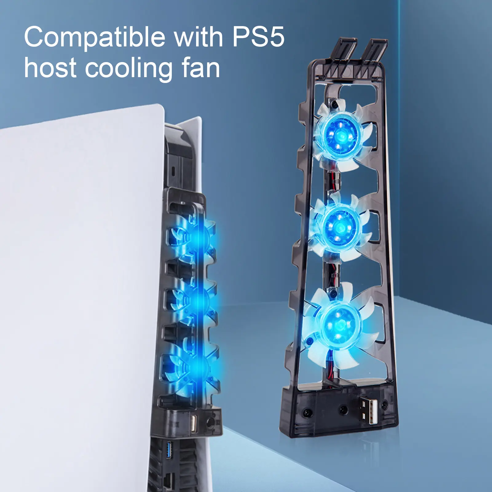 Cooling Fan 3 Fans Mute Black High Efficiency Console Host External USB Cooler for PS5