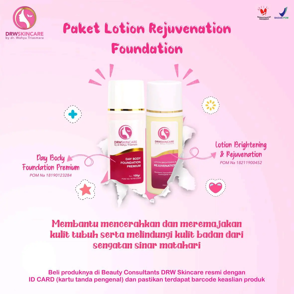 Paket Lotion Rejuvenation DRW Skincare ( Handbody Siang & Malam) Pemutih Kaki Kusam - Memudarkan