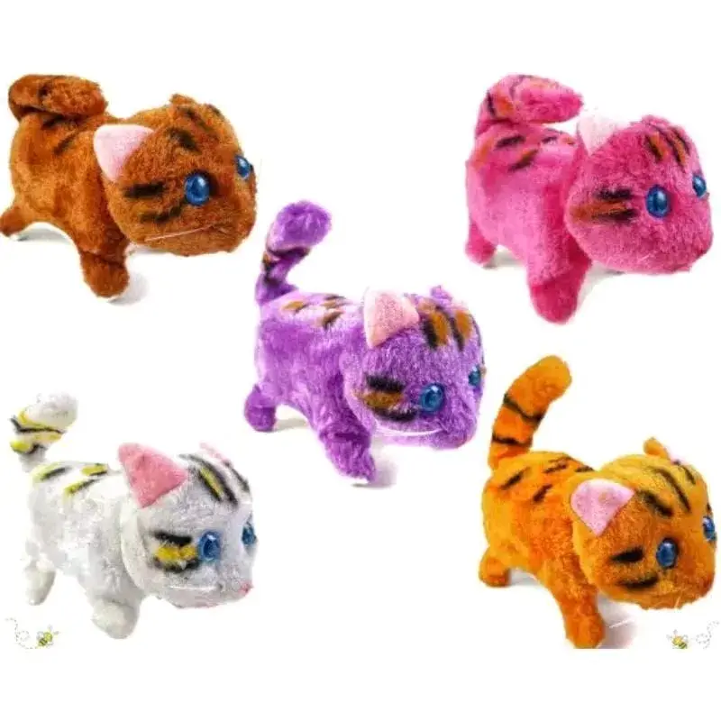 Mainan Boneka kucing lucu bisa berjalan dan mata menyala Baterai