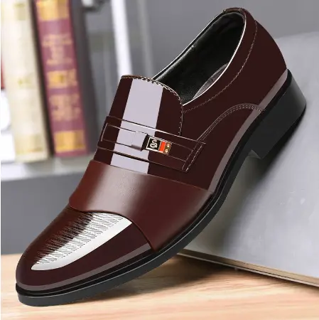 Leather shoes Men's business formal wear shoes British set of feet Black casual leather shoes