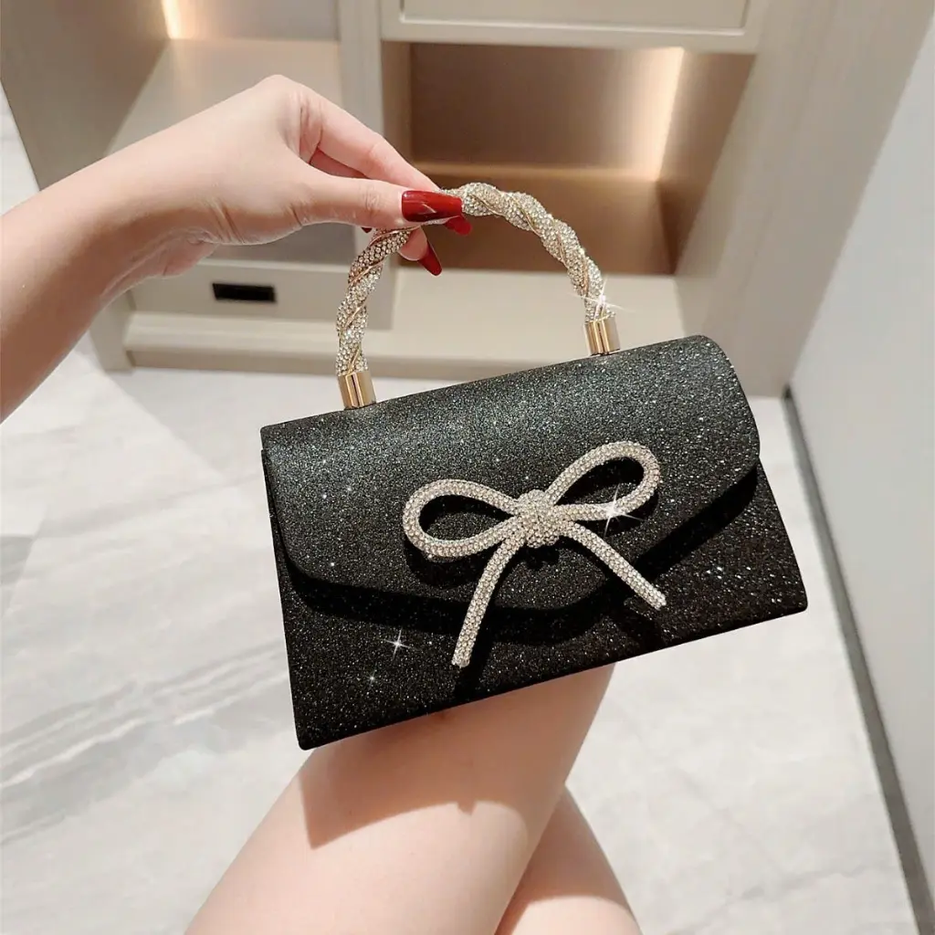 [FREE SHIP] Túi xách Nữ Quai sang trọng Đeo chéo Núi Đá Lấp Lánh ĐI Tiệc Đi Chơi Sang Chảnh mini nâu talagi live polene bag