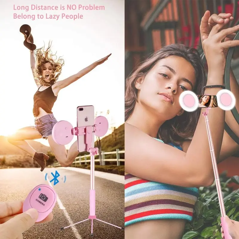 Tongsis Tripod Serbaguna JC-18 SelfieStick Wireless remote bluetooth lampu 3