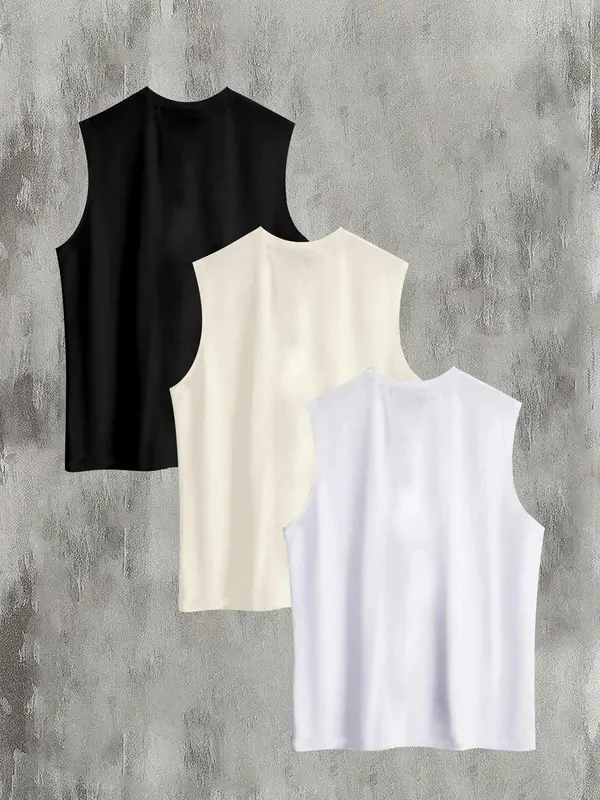Men's Cartoon Print Tank Top, Regular Fit Casual Sleeveless Round Neck Top for Summer, Men's Top for Daily Wear, Socks 1
