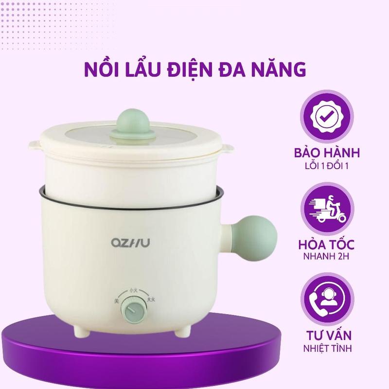 Nồi điện đa năng OZUI nồi lẩu mini đa năng kèm khay hấp chất liệu chống dính dung tích 1,8L tốc độ sôi cực nhanh