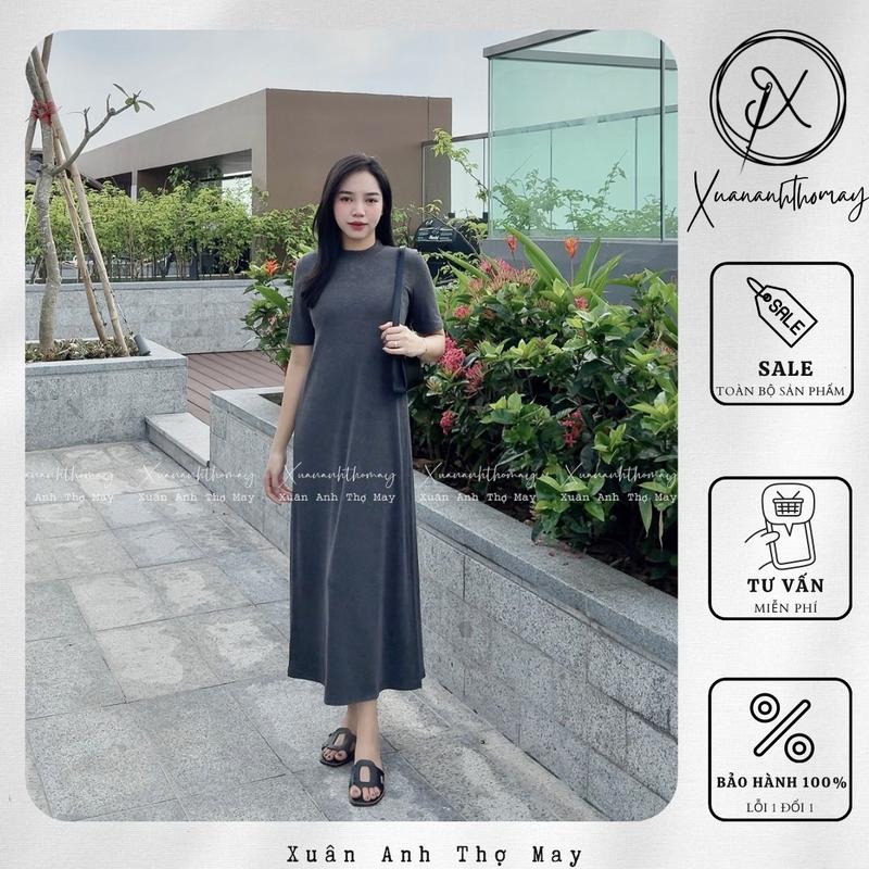 Váy thun gân cổ 3p cộc tay - Xuananhthomay