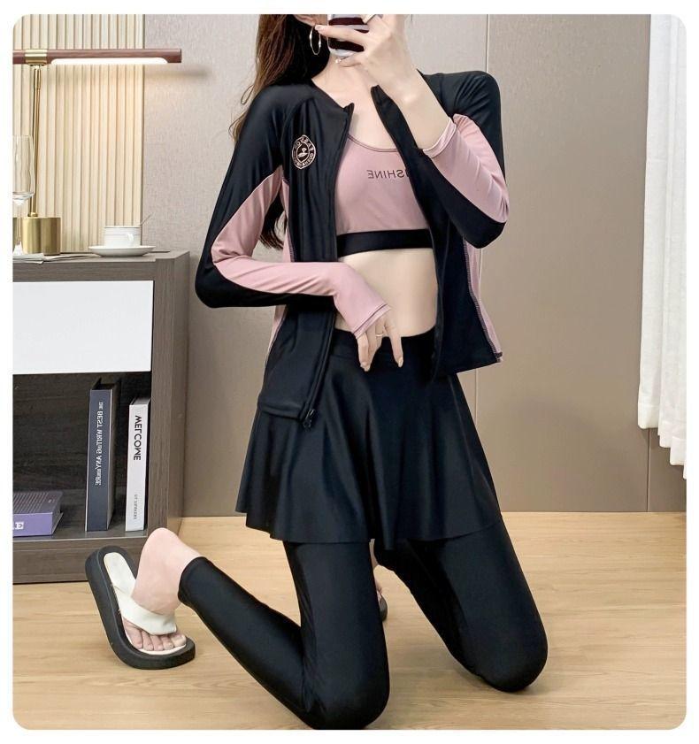 Product Introduction of Plus Size Sports Swimsuit Women's Summer New Split Conservative Long-Sleeved Trousers Diving Suit Jellyfish Seaside Surfing Swimsuit 10