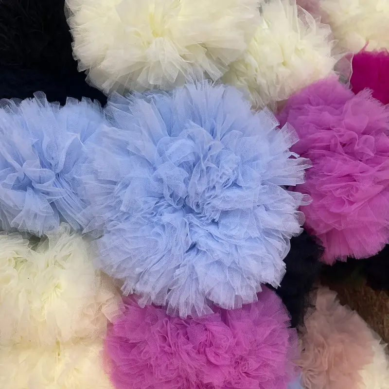 Cepolan viral anti pusing uk 20 bahan tile / scrunchie hijab bervolume kain toska cepol rambut Karet Kunciran tulle kream 8