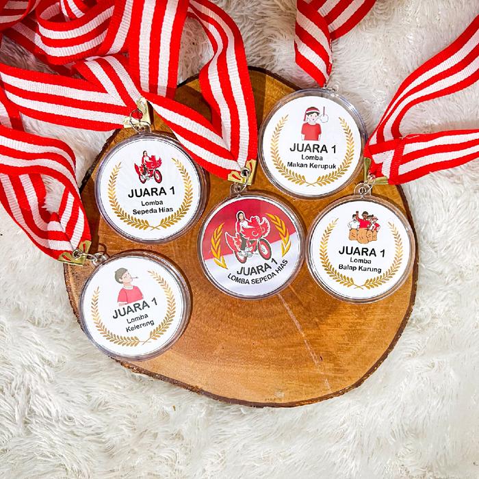 Gambar Medali custom Lomba 17 Agustus Hadiah lomba kado penghargaan Medali akrilik - merah-putih, bubble wrap saja dari Bonekahandmadesukasuka Kab. Sukoharjo Tokopedia