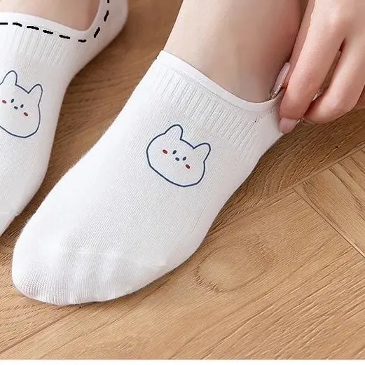 Tất trắng cổ thấp, vớ lười cotton trắng hình động vật dễ thương phong cách Hàn Quốc cho nữ LinLin’s Room 5