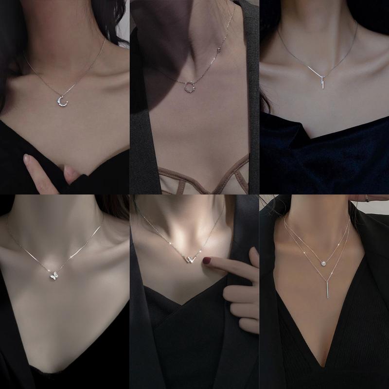 Product Introduction of Lucent_2025 Necklace for Women, Ins Niche Design, High-end Crescent Light Luxury Clavicle Chain, Bowknot Choker, Student Best Friend Pendant 0