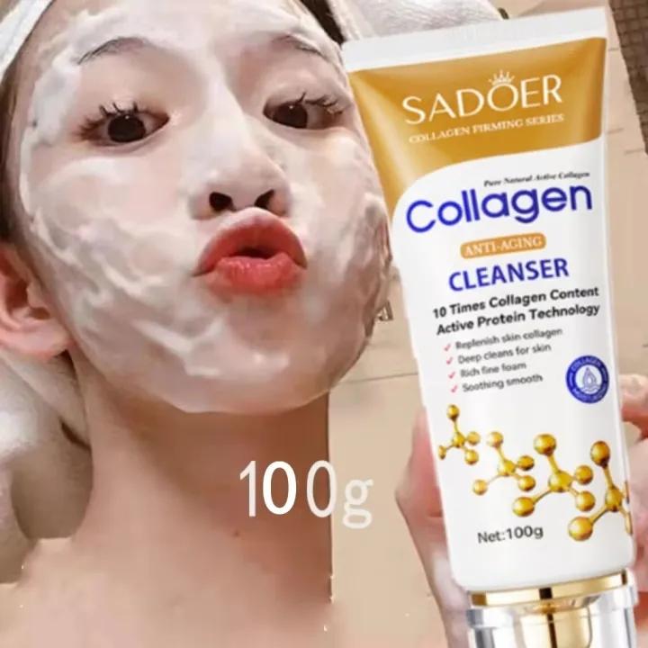  Sữa Rửa Mặt Collagen Anti-Aging Trắng da Sạch Sâu Cho Da Dầu Mụn Khô Nhạy Cảm 100g 