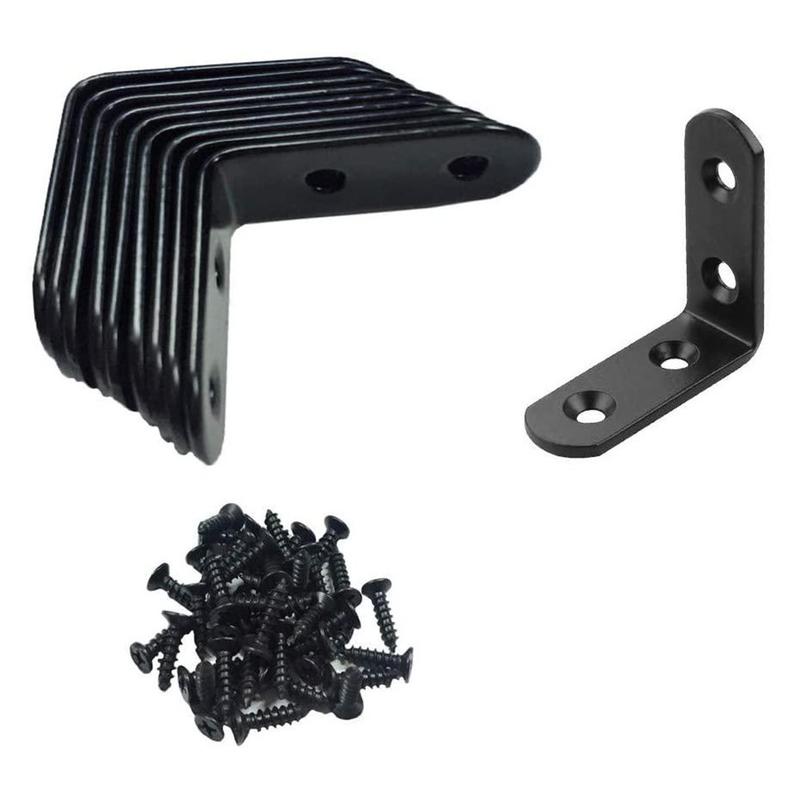 【In Stock】 18pcs Corner  Sets Black Stainless Steel 90 Degree Right Angle Brackets 5