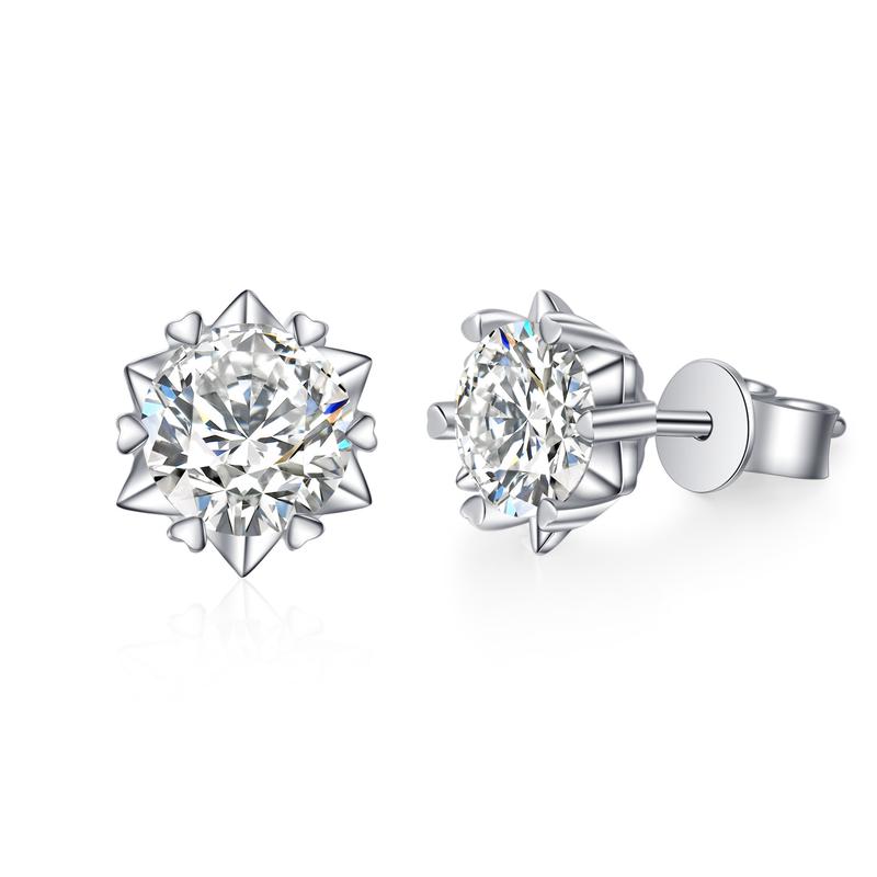 S925 Silver Moissanite Snowflake Ear Stud Female Moissanite 1 Karat Six-Pointed Star Simple and Elegant Earrings 4