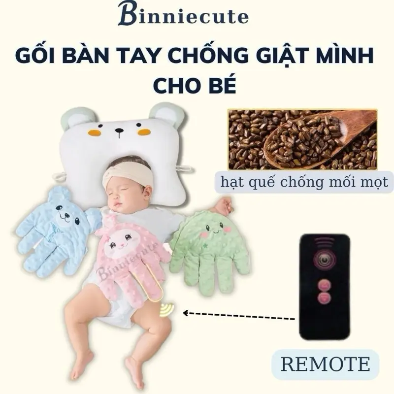 Gối bàn tay vỗ bé ngủ chống giật mình Binniecute - giúp bé ngủ ngon 0