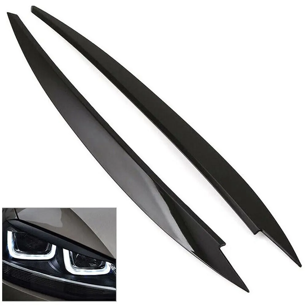 2 Pcs ABS Headlight Eyebrow High-gloss Black Modification Accessories Exterior Car Stickers O6X7