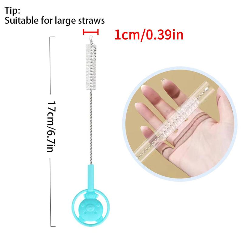 Product Introduction of Children Cartoon Straw Brush Baby Bottle Gravity Ball Straw Brush Nipple Cleaning Brush 6