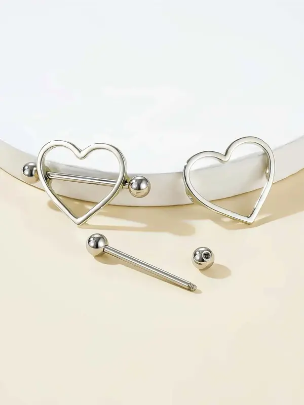 Summer Fashion Heart Shaped Nipple Ring, Nipple Piercing for Women, Trendy All-match & Exquisite Pierced Nails for Party, Daily Clothing Decor, Valentine's Day, Gift 1